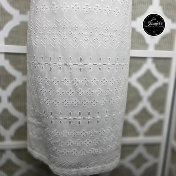 Talbots White Embroidered Eyelet Sleeveless Sheath Dress Size 8 - Picture 5 of 12